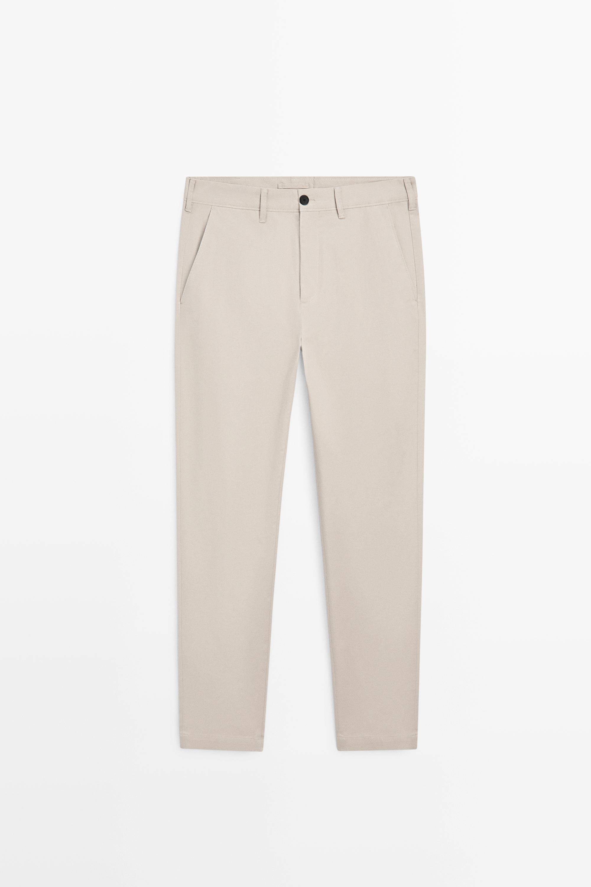 Cotton blend slim fit pants